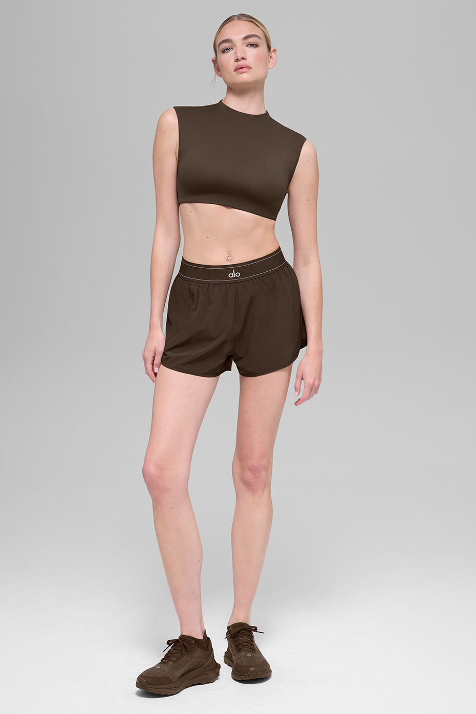 alo ALO Softsculpt Capped Out Short Sleeve - Espresso