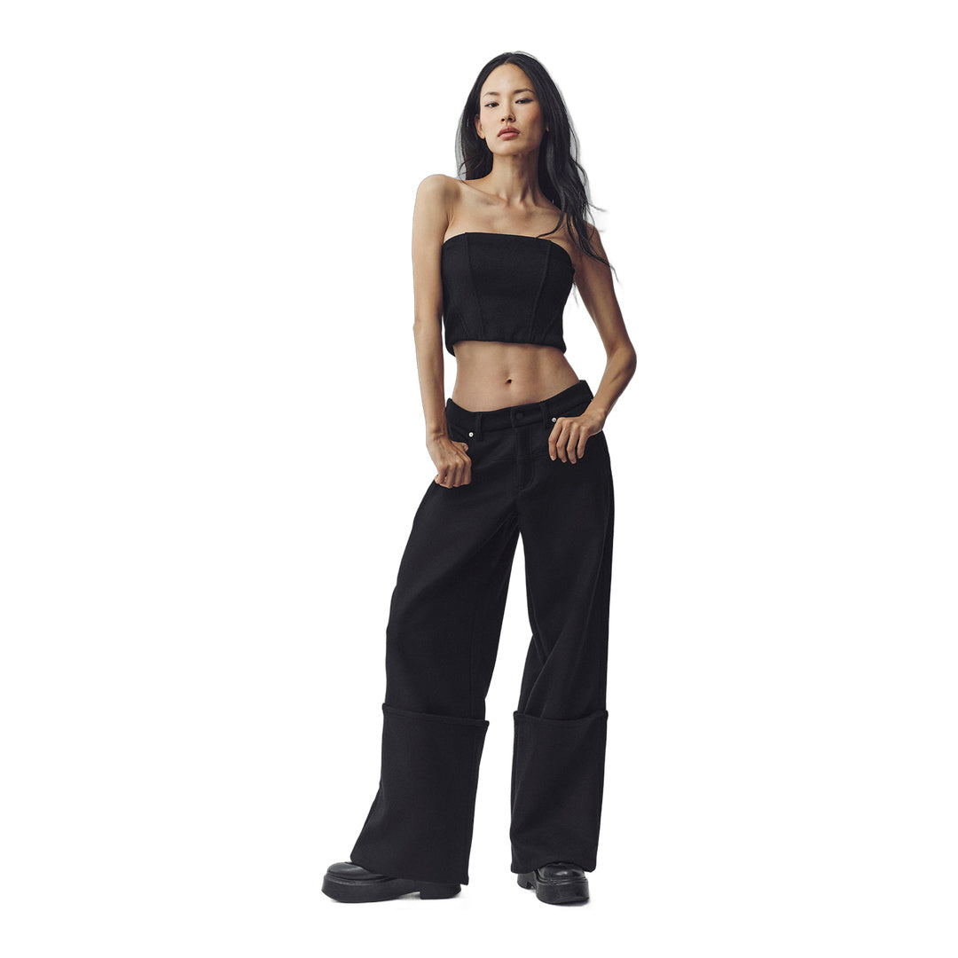 alo Wool Blend Nightcap Corset Top - Black