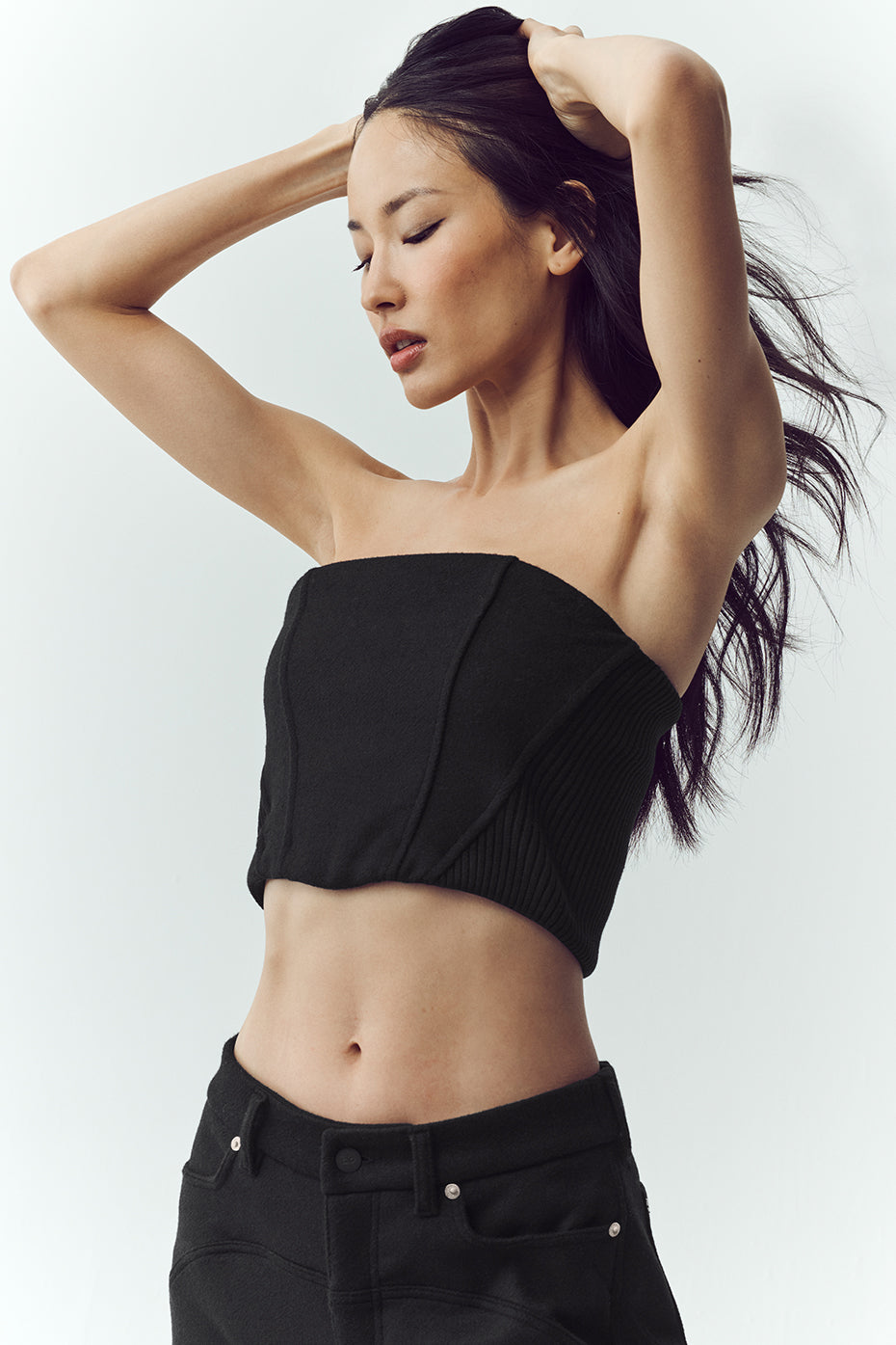 alo Wool Blend Nightcap Corset Top - Black
