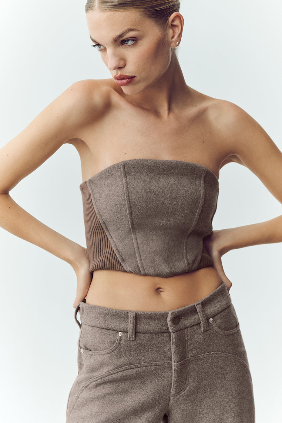 alo Wool Blend Nightcap Corset Top - Alpine Cocoa Heather