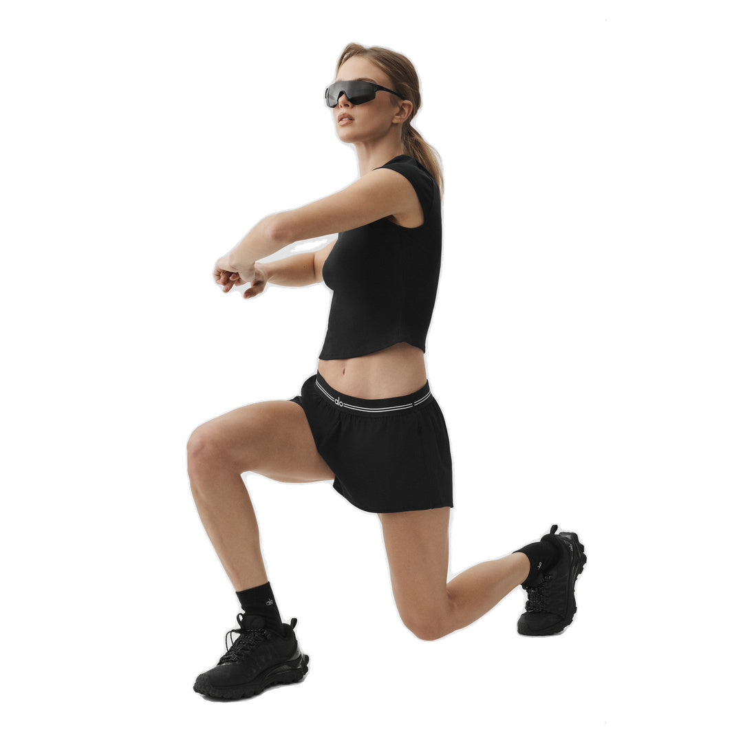ALO Ribbed Modal Cap Sleeve Top - Black