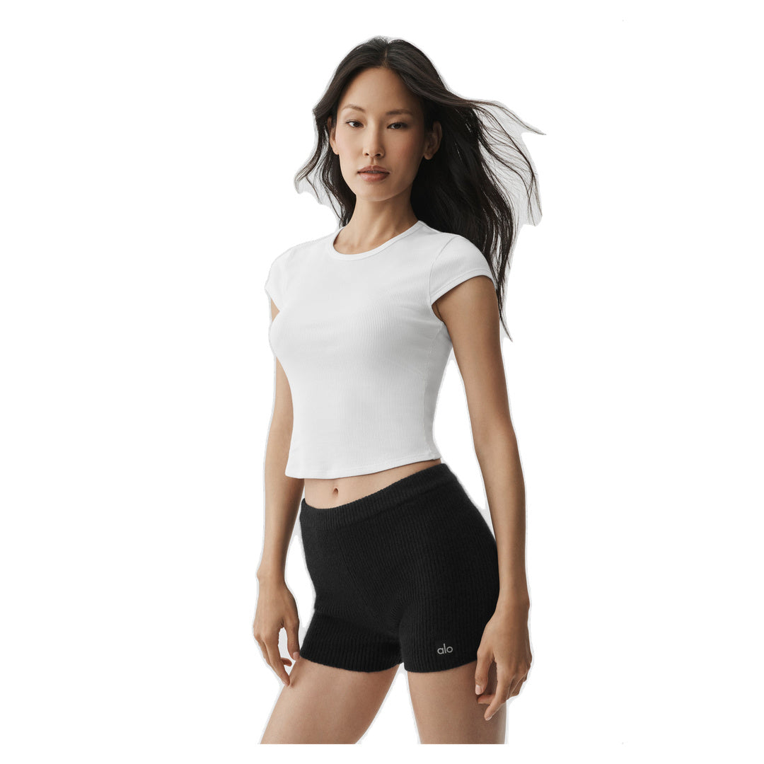 ALO Ribbed Modal Cap Sleeve Top - White