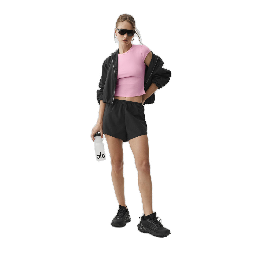 ALO Ribbed Modal Cap Sleeve Top - Pink Marshmallow