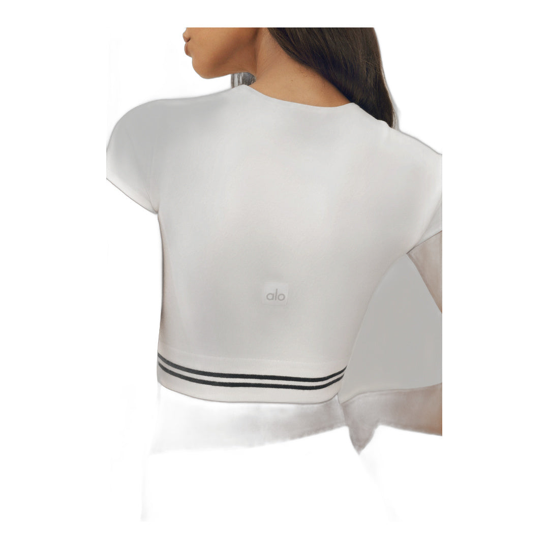 alo Cotton Cashmere My Serve Short Sleeve - White/Black