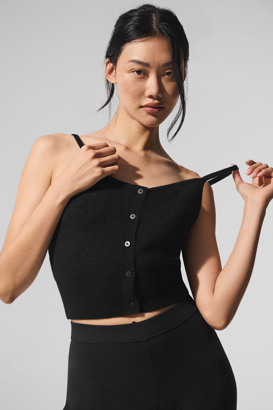 alo Sheer Cashmere Tank - Black