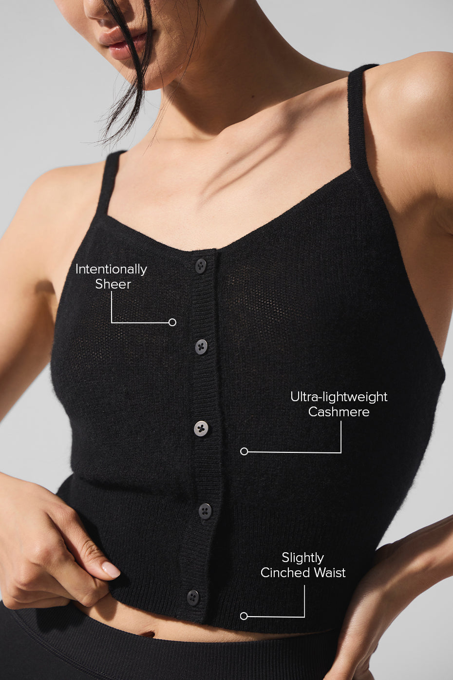 alo Sheer Cashmere Tank - Black