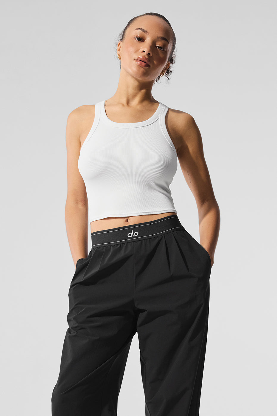 alo Goddess Ribbed Go-To Tank - White