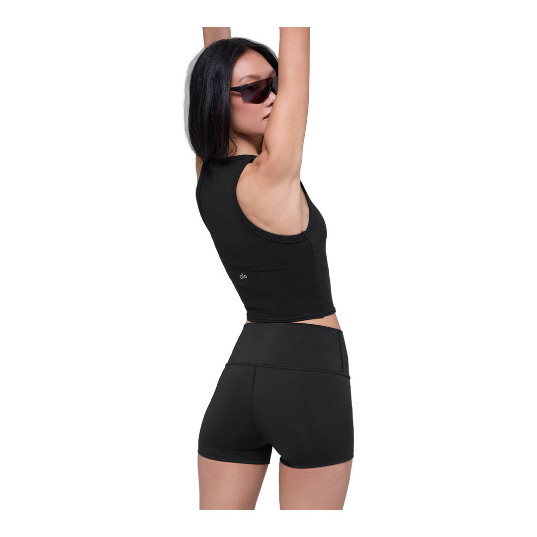 alo Goddess Ribbed Go-To Tank - Black