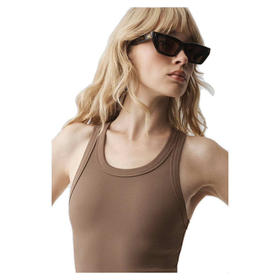 ALO Goddess Ribbed Go-To Tank - Java Brown
