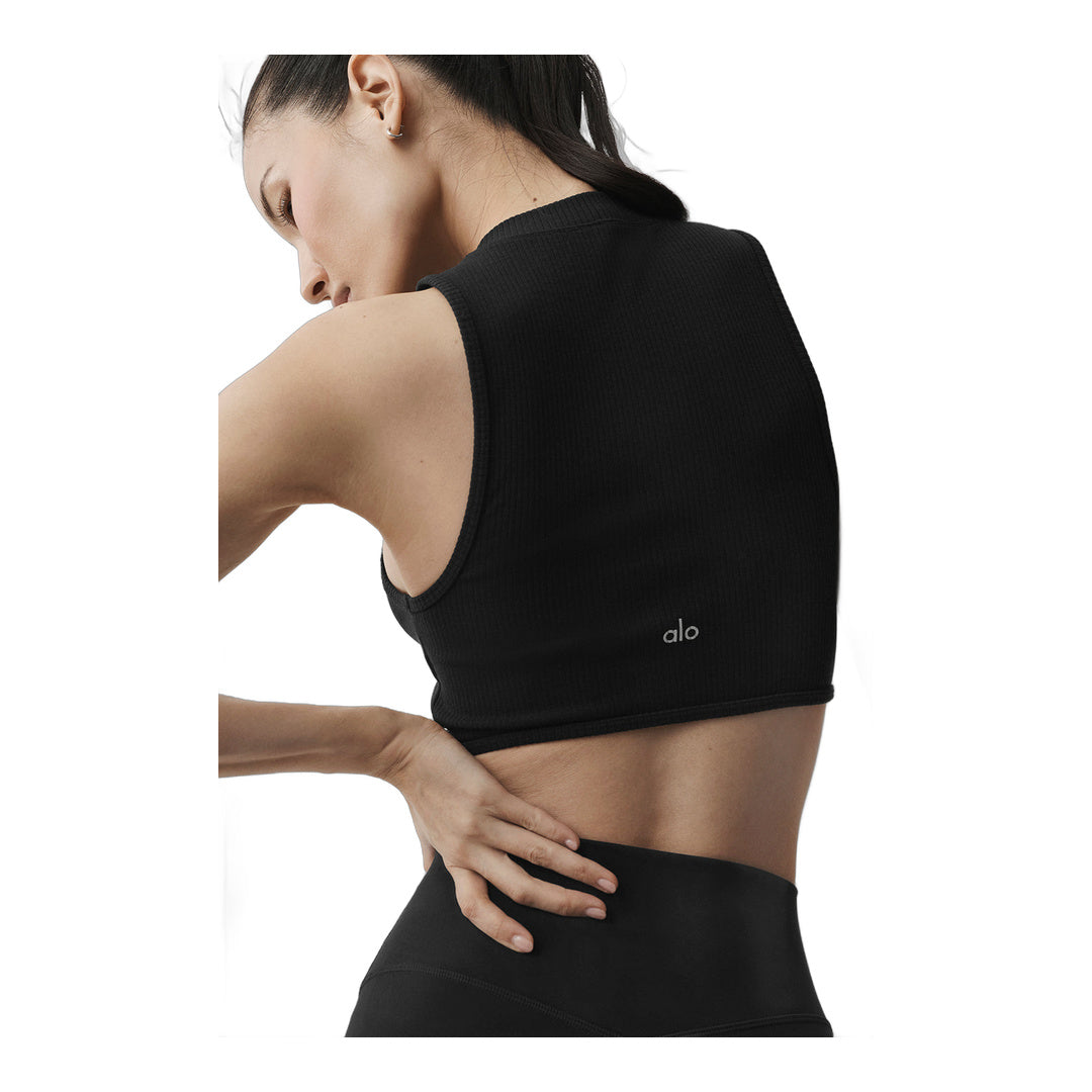 alo Wellness Rib Flaunt Tank - Black