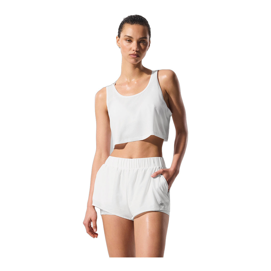 alo Cropped Sport Star Tank - White