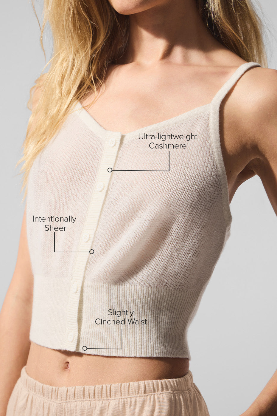 alo Sheer Cashmere Tank - Ivory