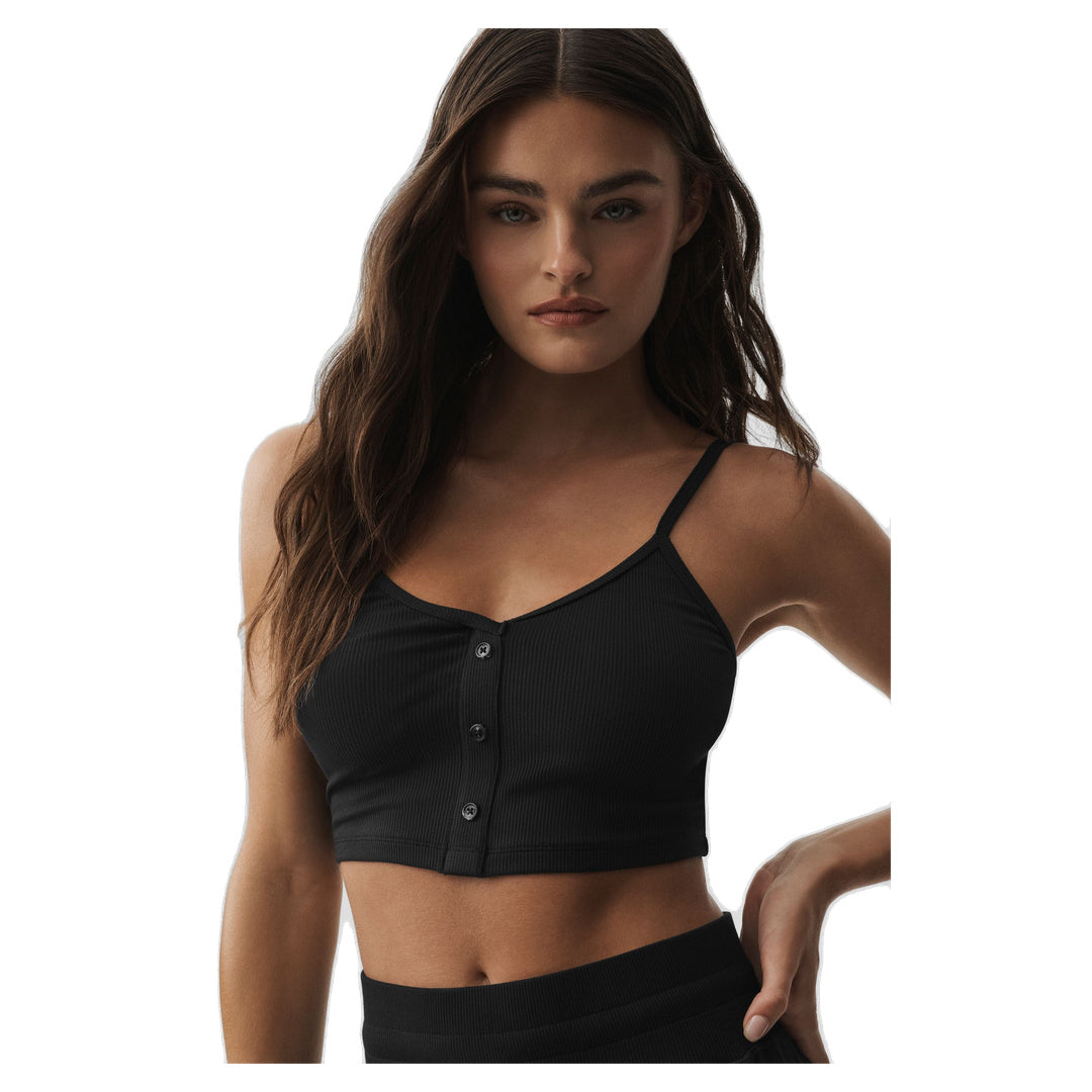 ALO Ribbed Delicate Lounge Tank - Black