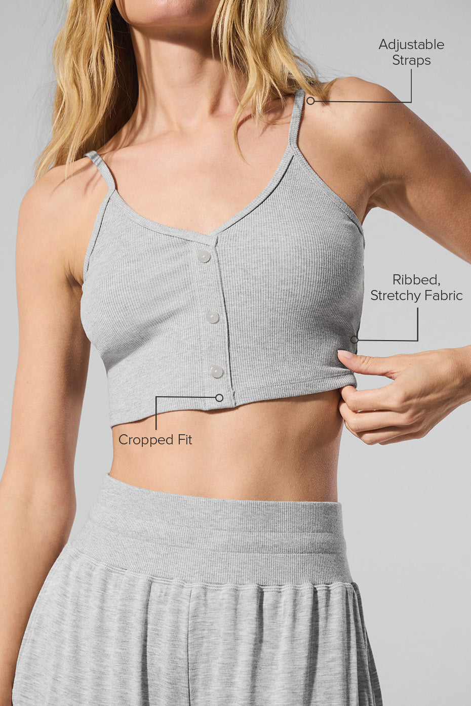 alo Ribbed Delicate Lounge Tank - Athletic Heather Grey