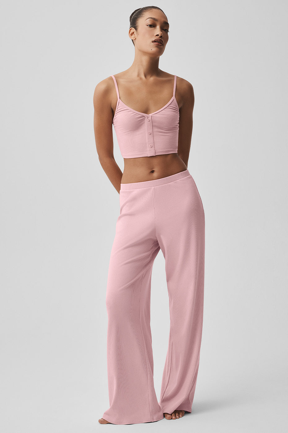 alo Ribbed Delicate Lounge Tank - Vintage Pink