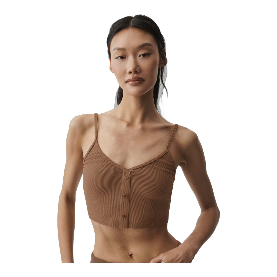 alo Ribbed Delicate Lounge Tank - Sun Kissed Brown