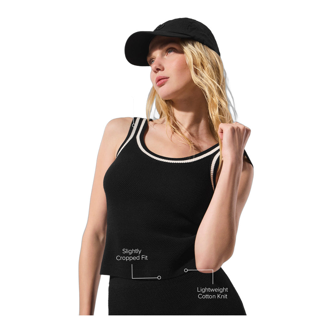 alo Tennis Club Sweater Knit Tank - Black/Ivory