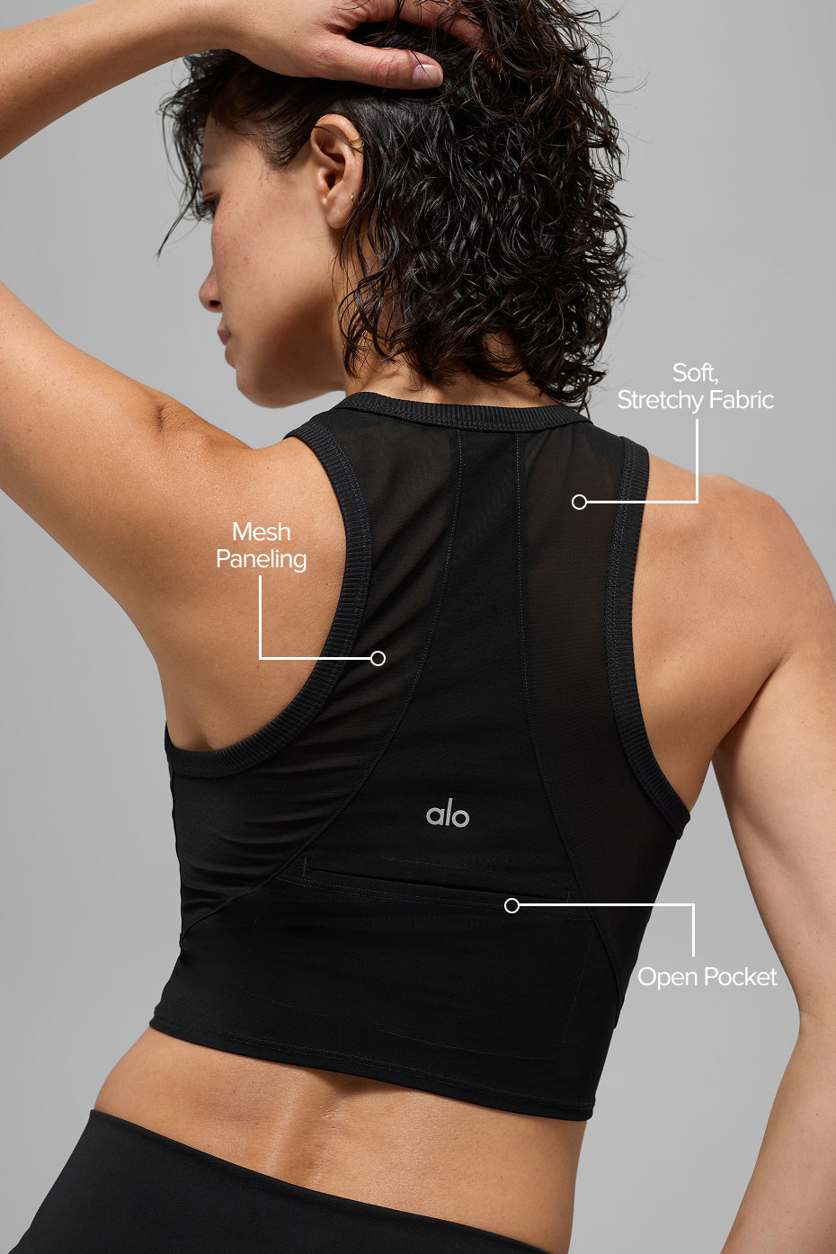 alo Mesh Front Runner Tank - Black