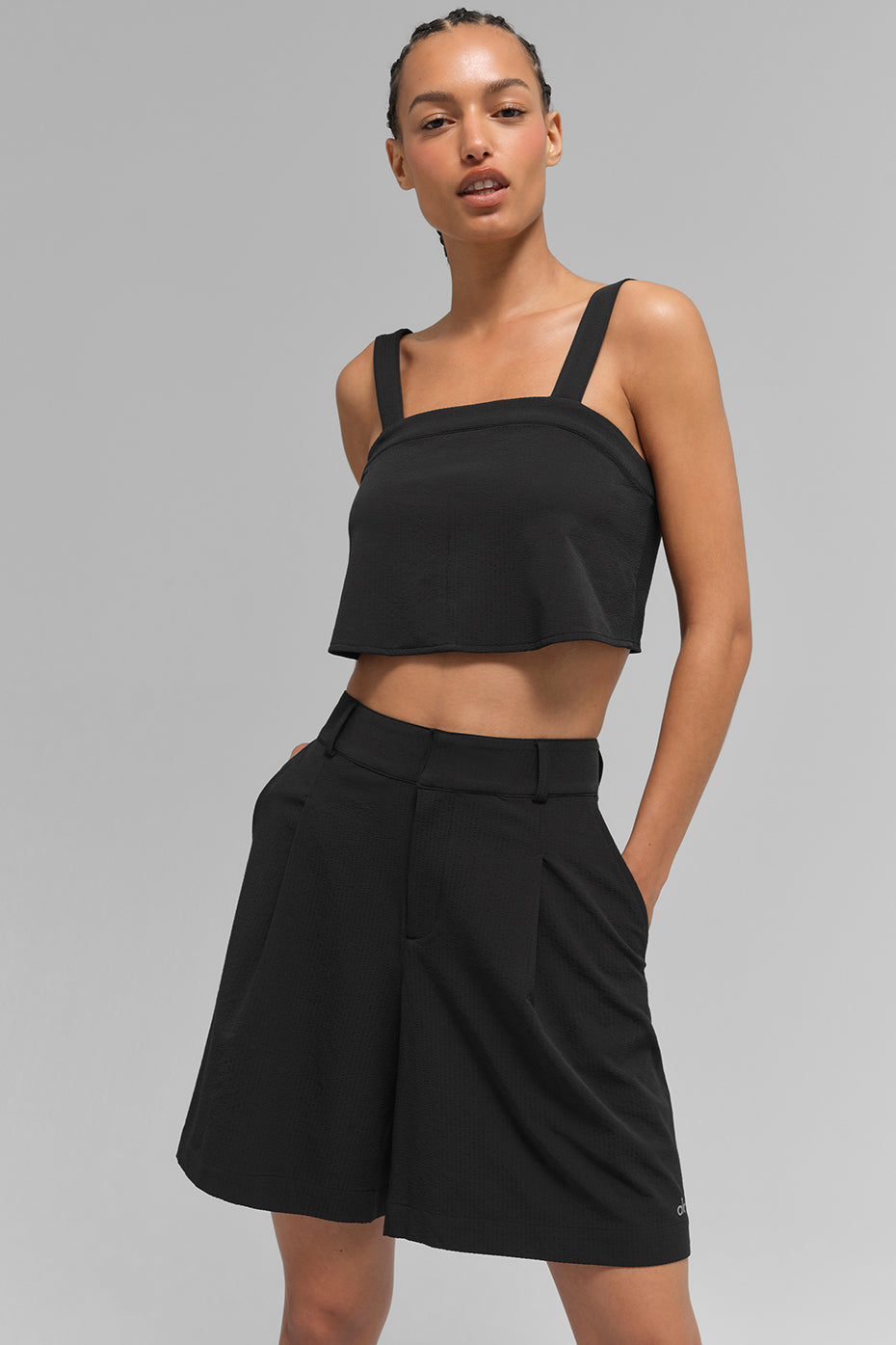 alo Cropped Dreamscape Tank - Black