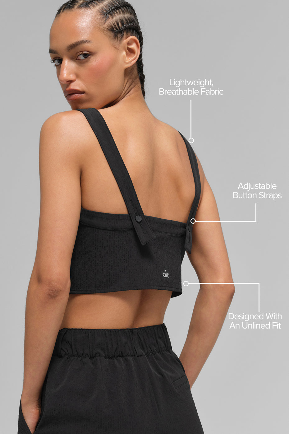 alo Cropped Dreamscape Tank - Black