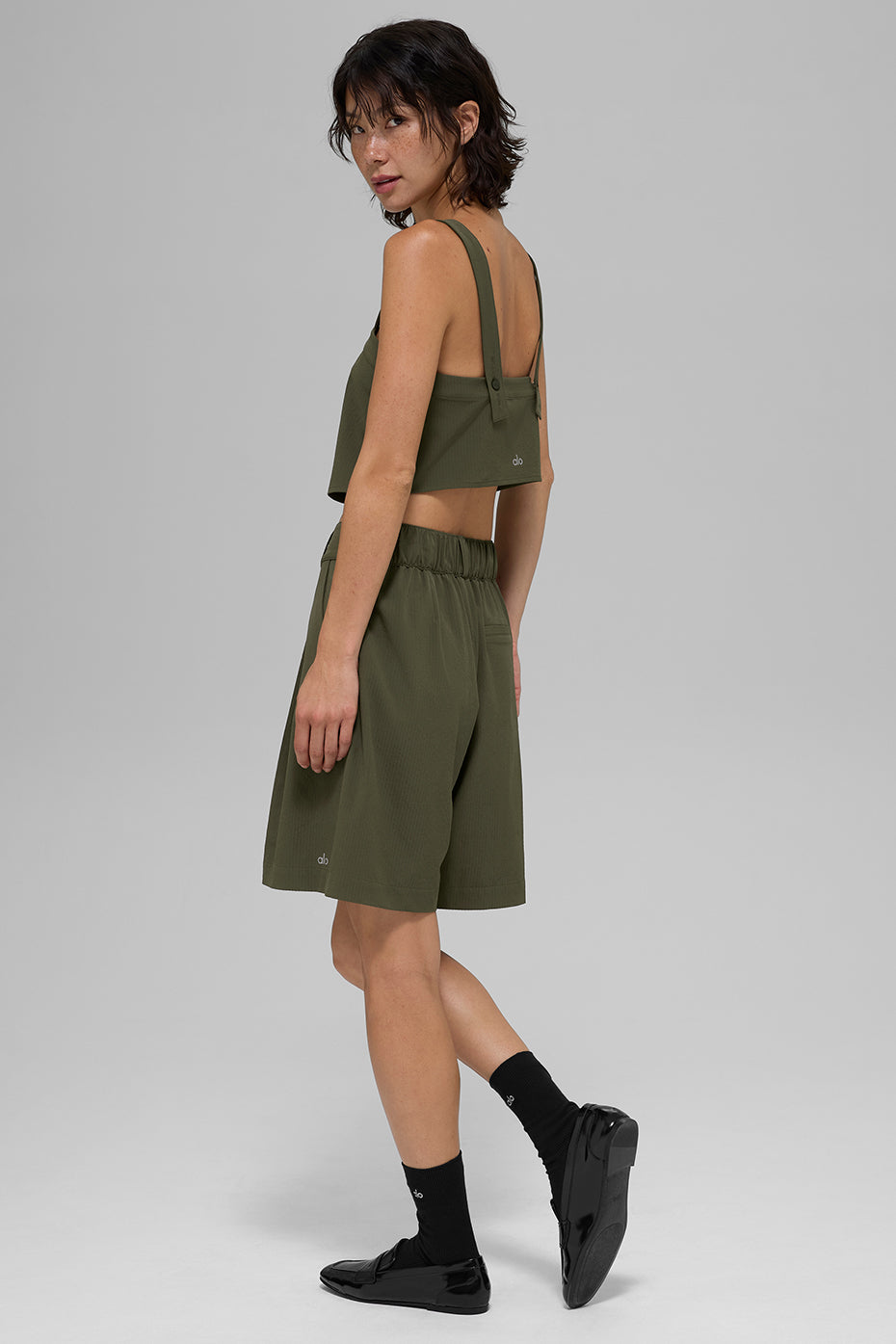 alo Cropped Dreamscape Tank - Green Olive