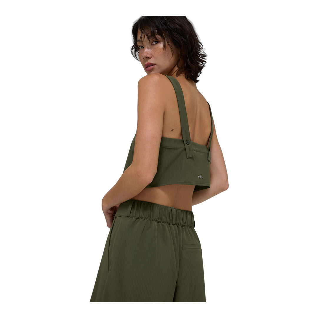 alo Cropped Dreamscape Tank - Green Olive