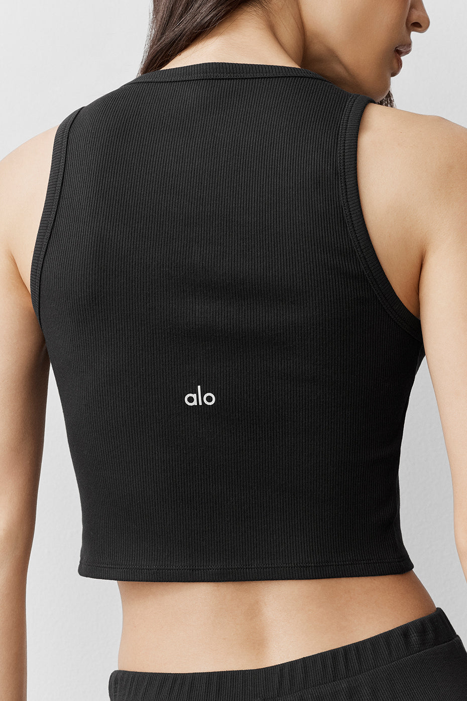 alo Ribbed Modal Henley Tank - Black