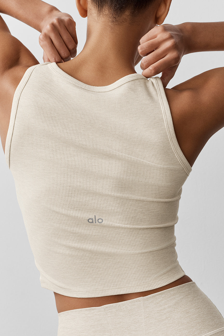 alo Ribbed Modal Henley Tank - Oatmeal Heather