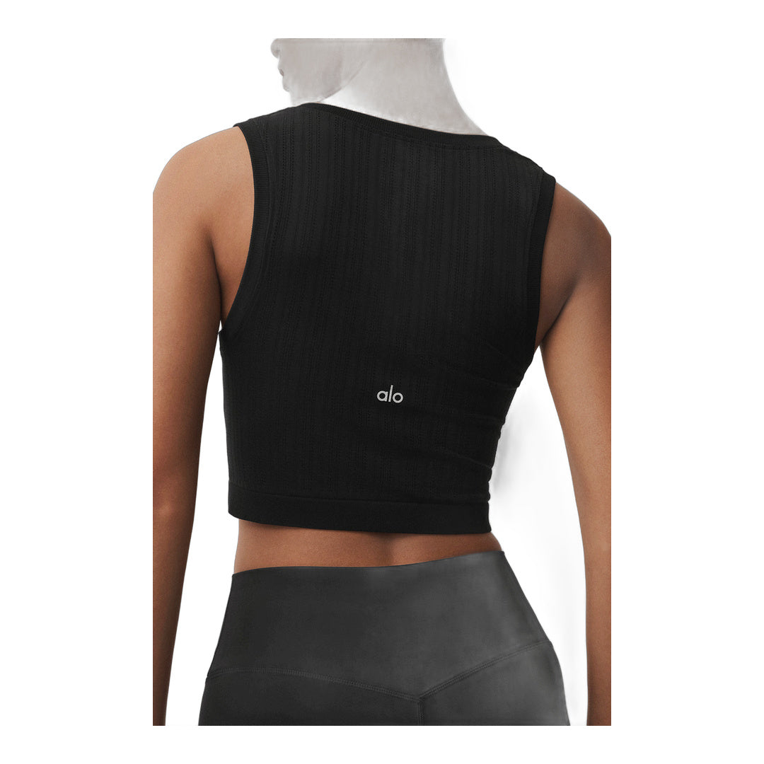 alo Seamless Pointelle Tank - Black