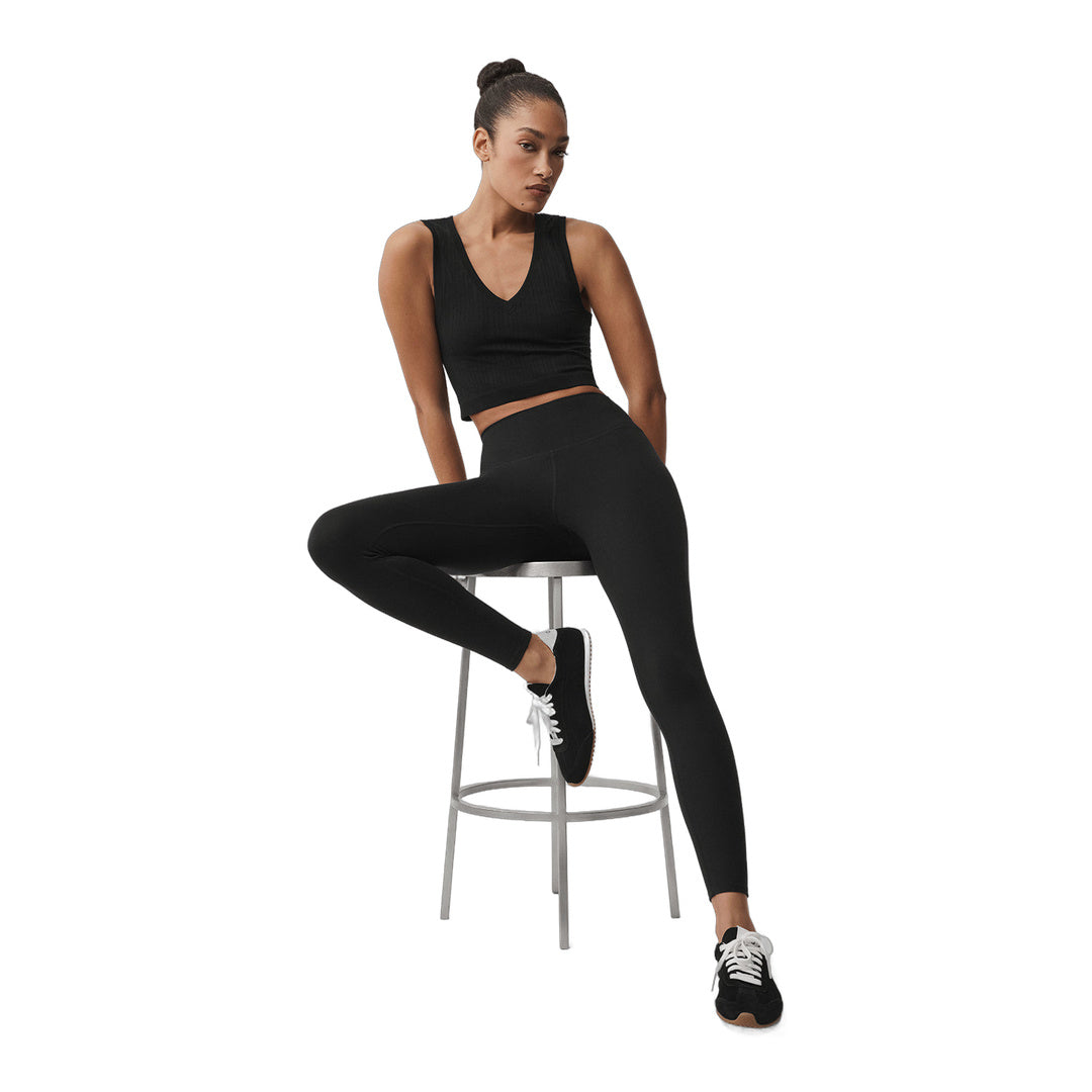 alo Seamless Pointelle Tank - Black