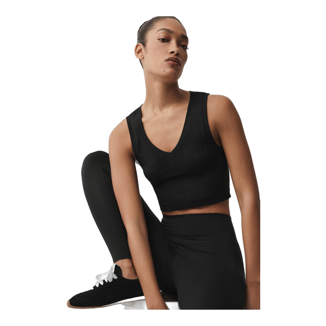 alo Seamless Pointelle Tank - Black