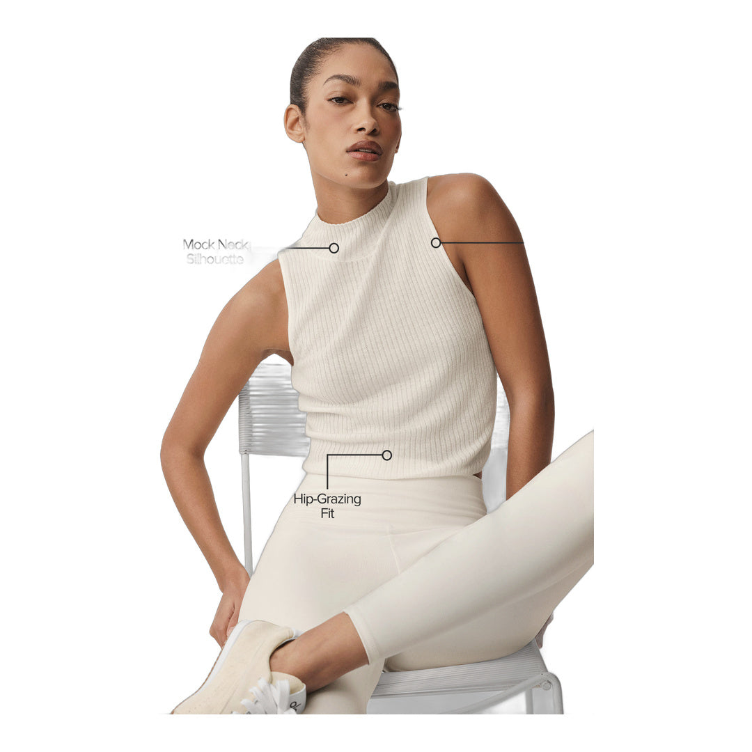 alo Sweater Knit Unwind Sleeveless Top - Ivory