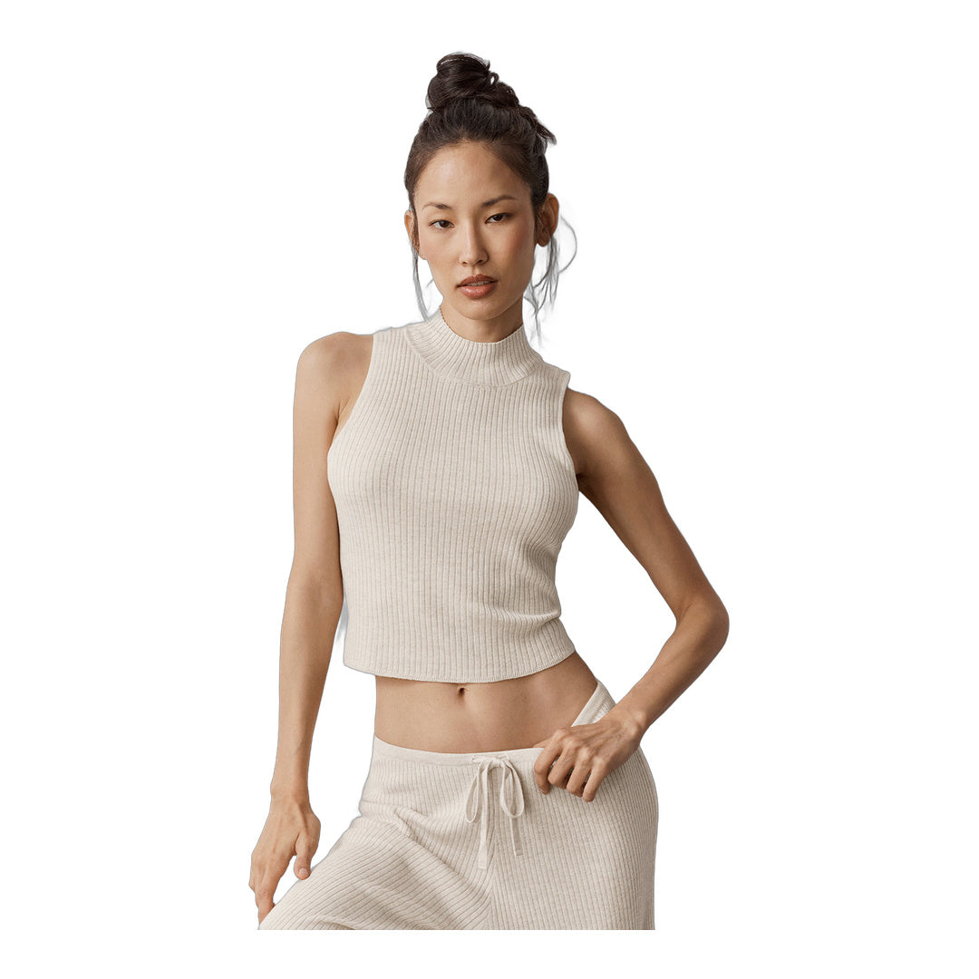 alo Sweater Knit Unwind Sleeveless Top - Oatmeal Heather