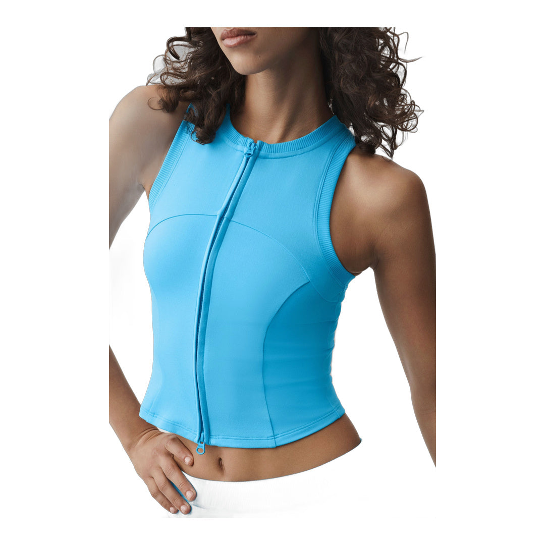 alo Alosoft Level Up Full Zip Tank - Azure Blue