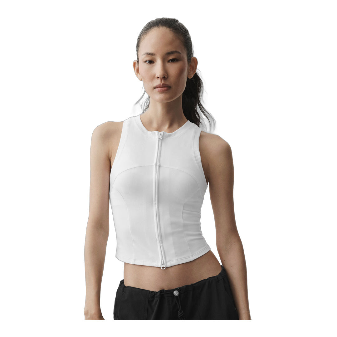 alo Alosoft Level Up Full Zip Tank - White