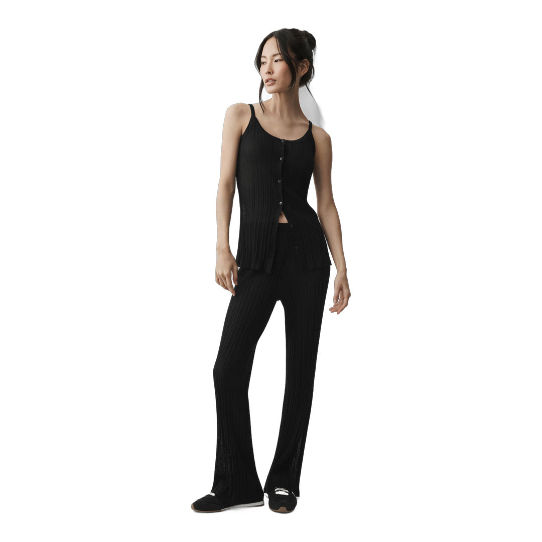 alo Sweater Sunlit Button Down Tank - Black