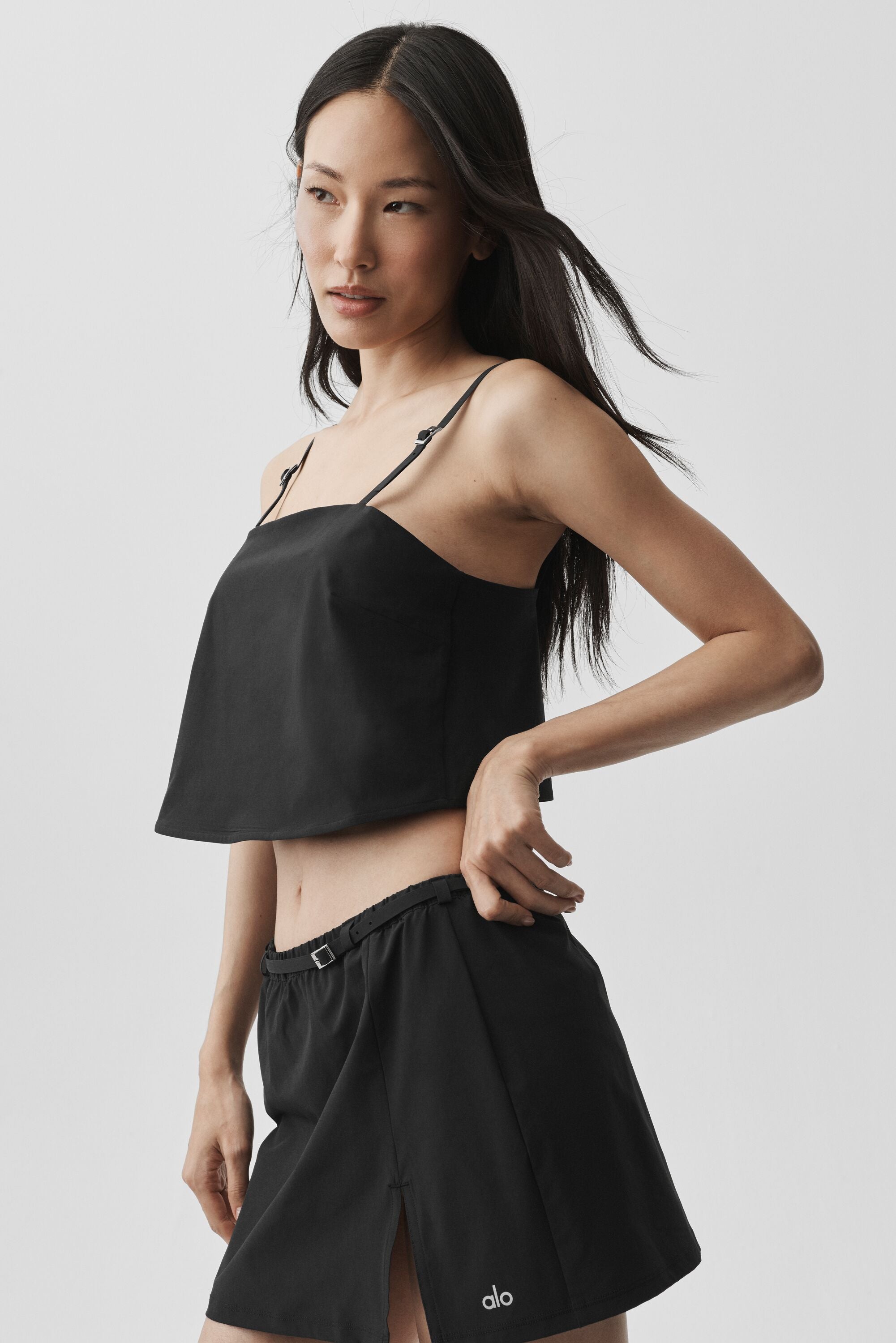 alo Cropped Connection Tank - Black