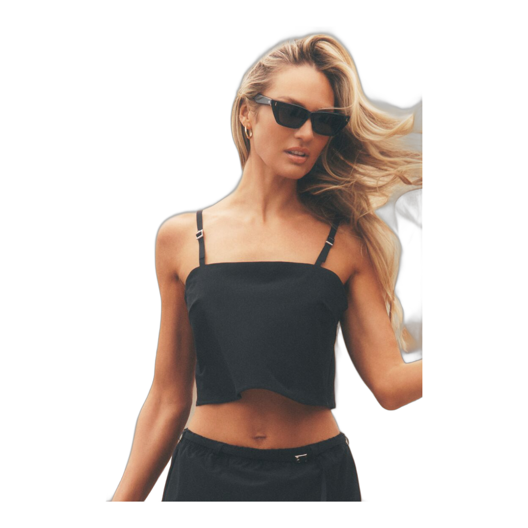 alo Cropped Connection Tank - Black