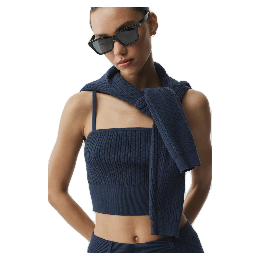 ALO Mini Cable Sweater Tank - Navy
