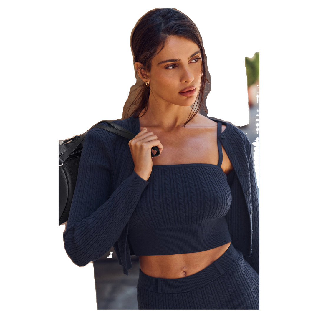 ALO Mini Cable Sweater Tank - Navy
