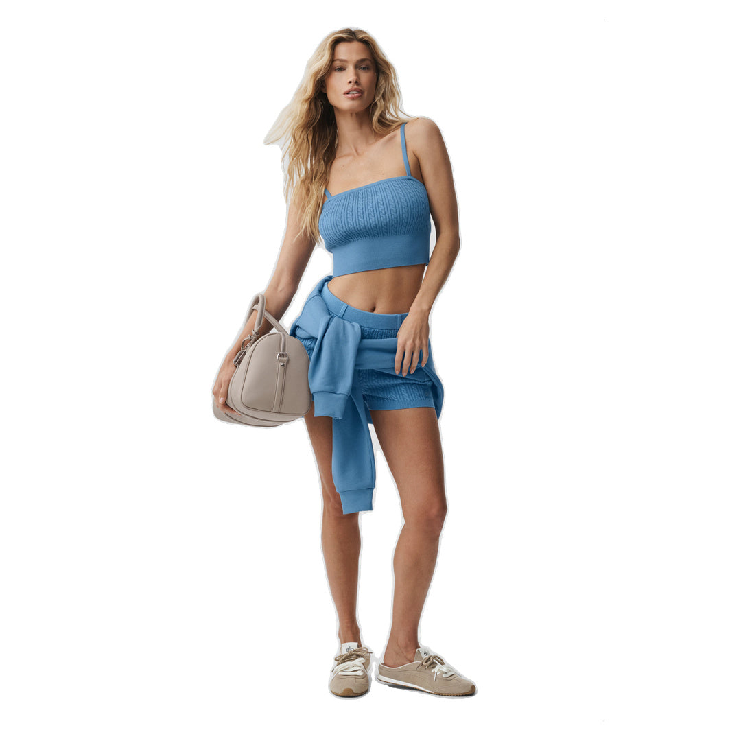 ALO Mini Cable Sweater Tank - California Blue
