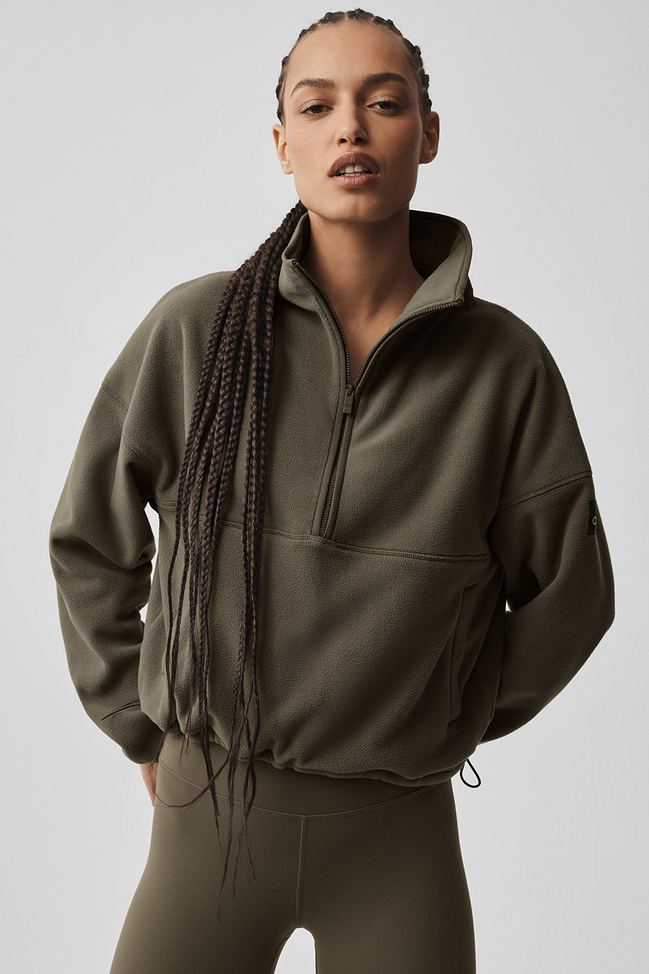 alo Polar Fleece Retreat Cover Up - Olive Tree