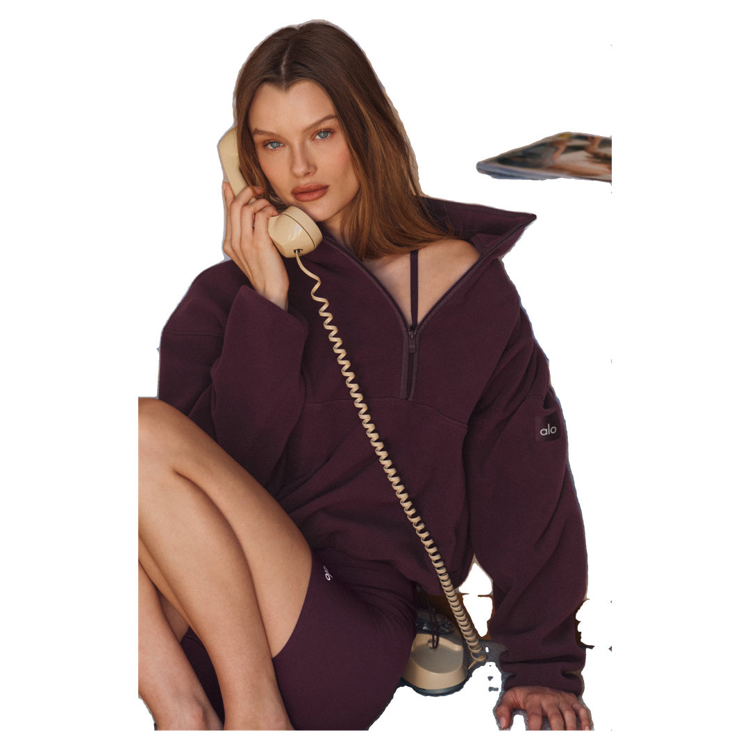 ALO Polar Fleece Retreat Cover Up - Rich Bordeaux
