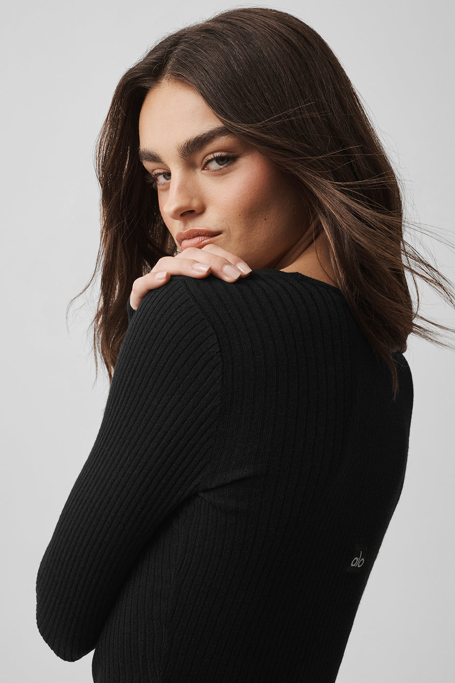 alo Sweater Knit Unwind Long Sleeve - Black