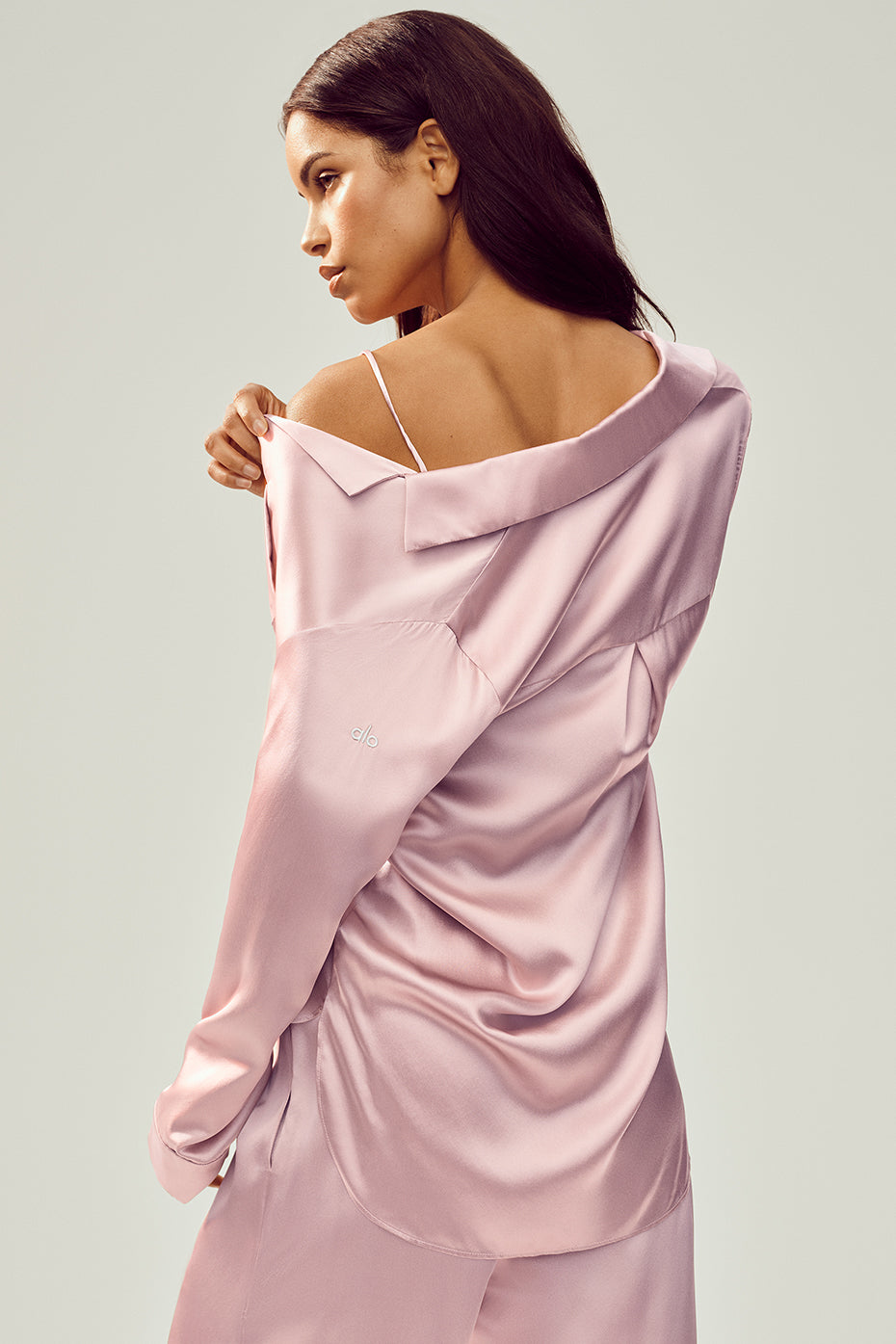 alo Silk Luminous Button Up - Pink Champagne