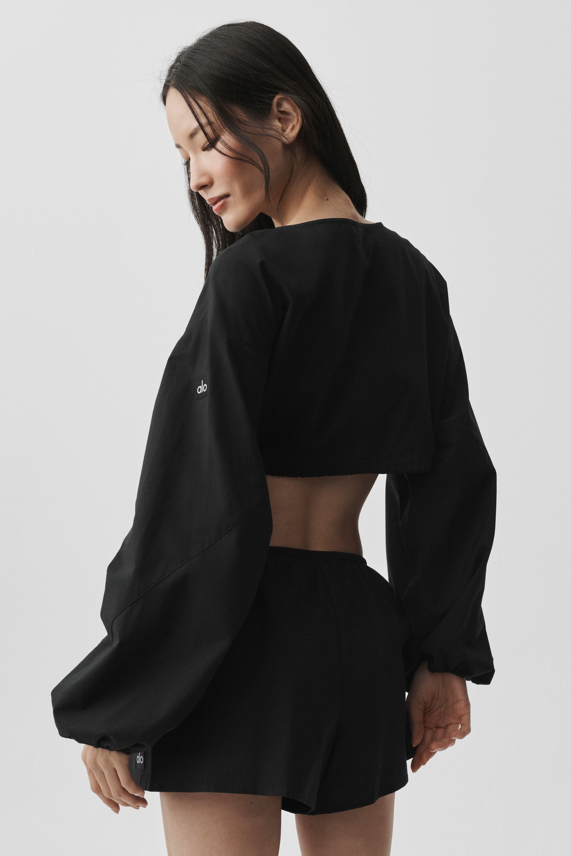 alo Cotton Cropped Real Deal Long Sleeve - Black