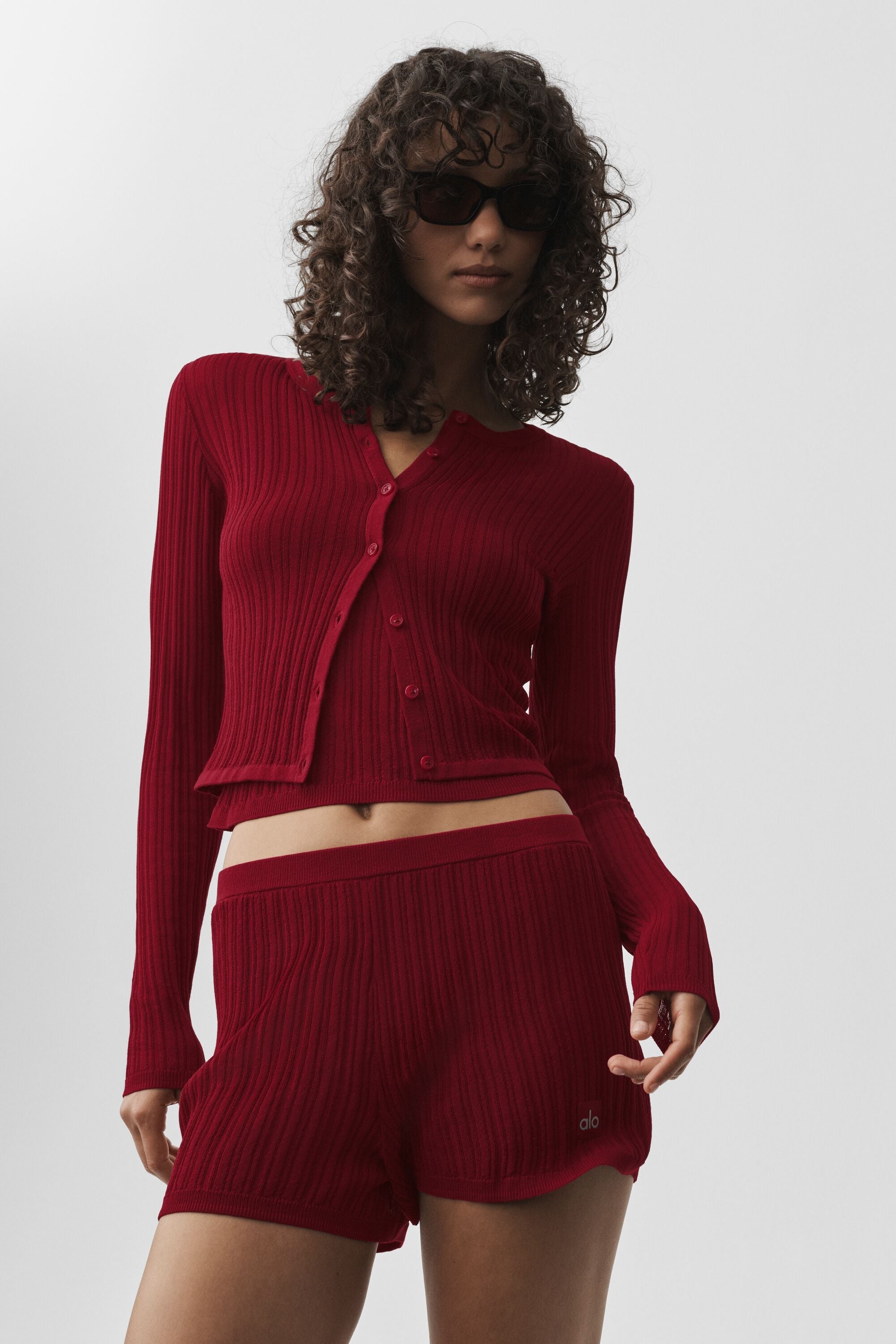 alo Sweater Sunlit Cardigan - Summer Romance Red