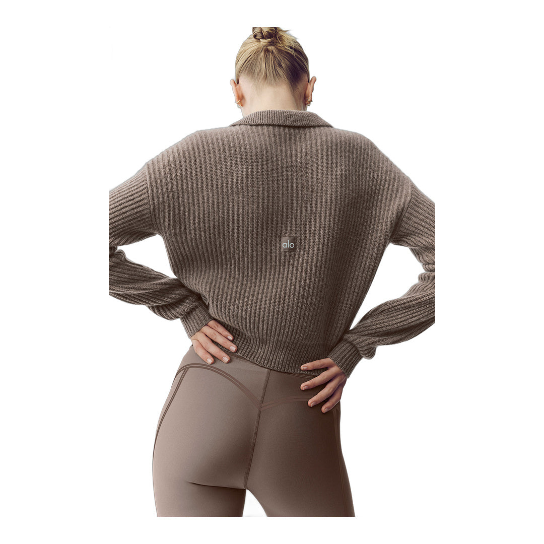 alo Cashmere Northstar Polo - Alpine Cocoa Heather