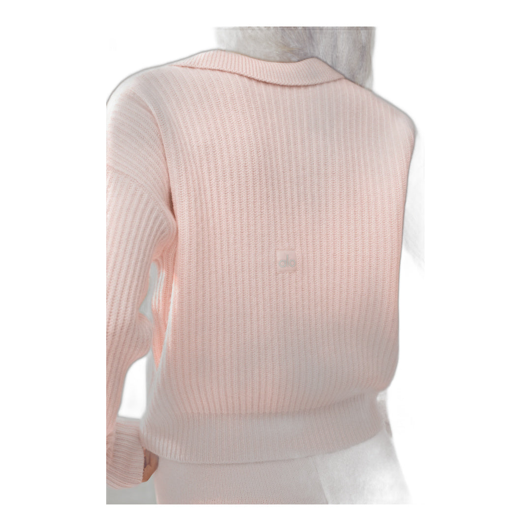 alo Cashmere Northstar Polo - Frosted Pink