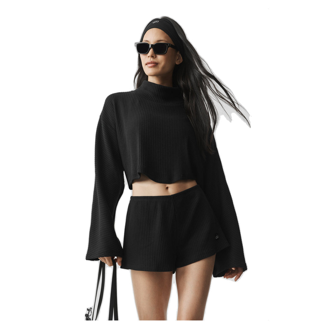 ALO Ribbed Cropped Reset Long Sleeve - Black